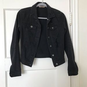 Black destroyed denim jacket